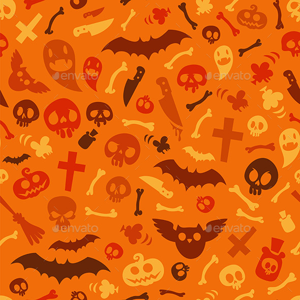 GraphicRiver Halloween Symbols Seamless Pattern Orange 9178468 GraphicRiver Halloween Symbols Seamless Pattern Orange 9178468