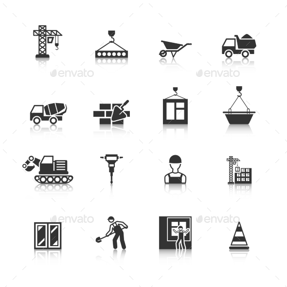 Construction Black Icons Set (Business)