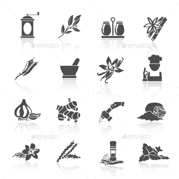 Spices Icons Black (Food)