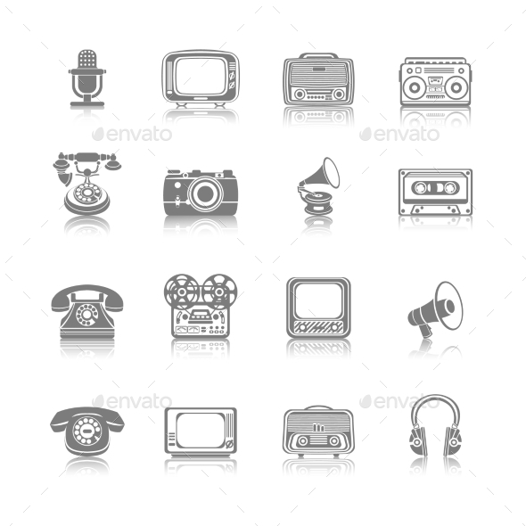 Retro Media Black Icons (Technology)