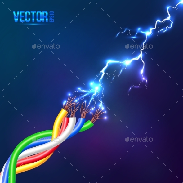 GraphicRiver Electric Lightning Flash to Colored Cables 9203868 GraphicRiver Electric Lightning Flash to Colored Cables 9203868