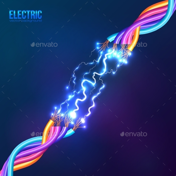 Electric Lightning between Colored Cables Electric Lightning between Colored Cables