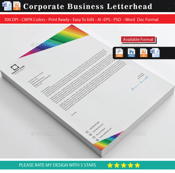 GraphicRiver Rainbow Colour Letterhead 9206165 GraphicRiver Rainbow Colour Letterhead 9206165