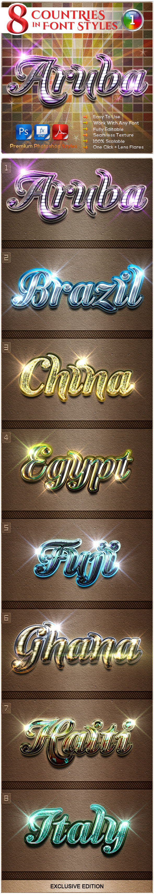 GraphicRiver 8 Countries in the Font Style #1 9206629 GraphicRiver 8 Countries in the Font Style #1 9206629