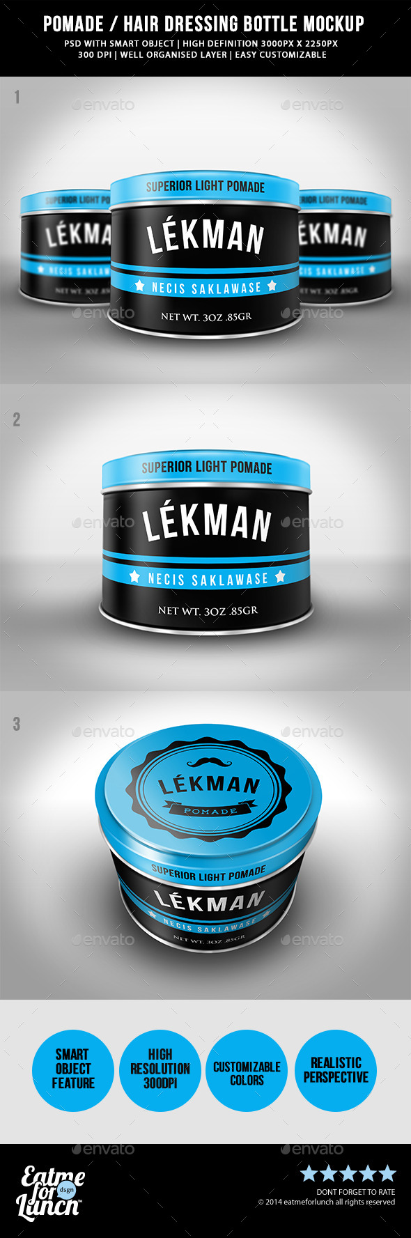 Pomade Hair Dressing Bottle Mockup