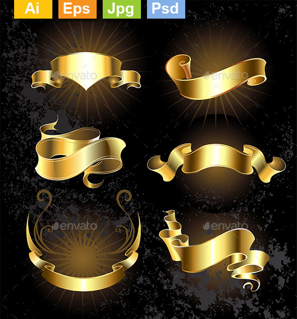GraphicRiver Set of Gold Ribbons 9207299 GraphicRiver Set of Gold Ribbons 9207299