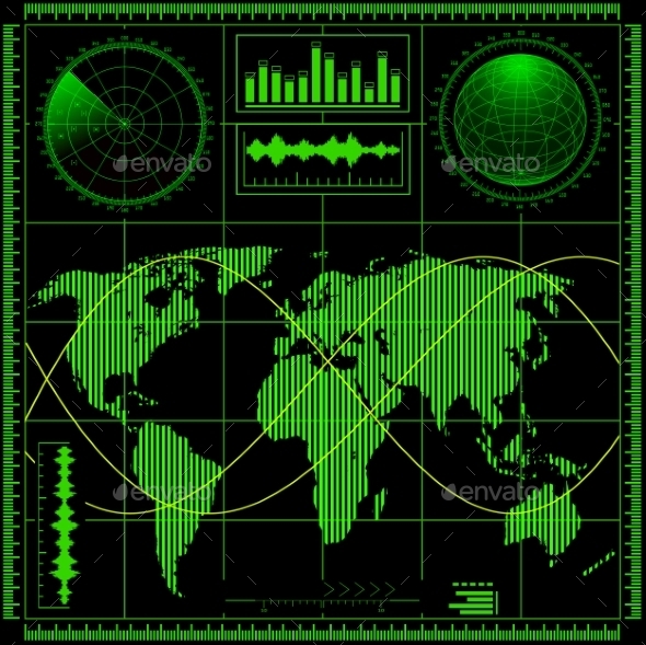 GraphicRiver Radar Screen with World Map 9209305 GraphicRiver Radar Screen with World Map 9209305