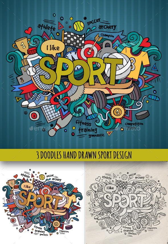 GraphicRiver 3 Sport Doodles Designs 9210995 GraphicRiver 3 Sport Doodles Designs 9210995