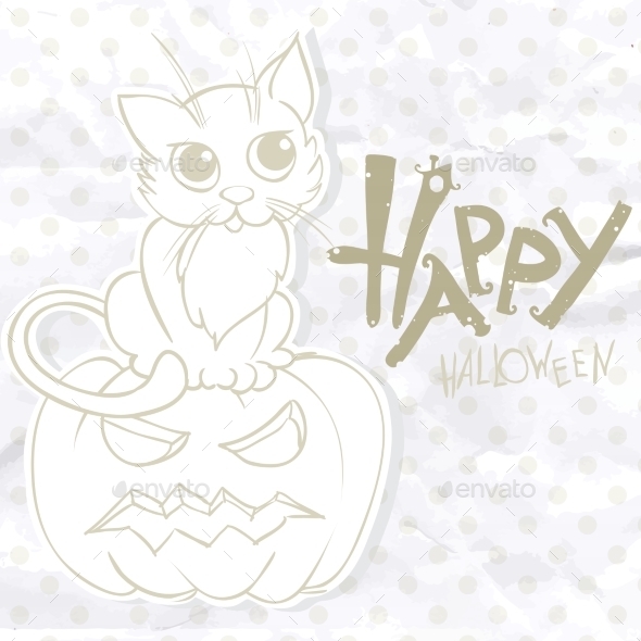 Halloween Background With Pumpkins And Cat Halloween Background With Pumpkins And Cat