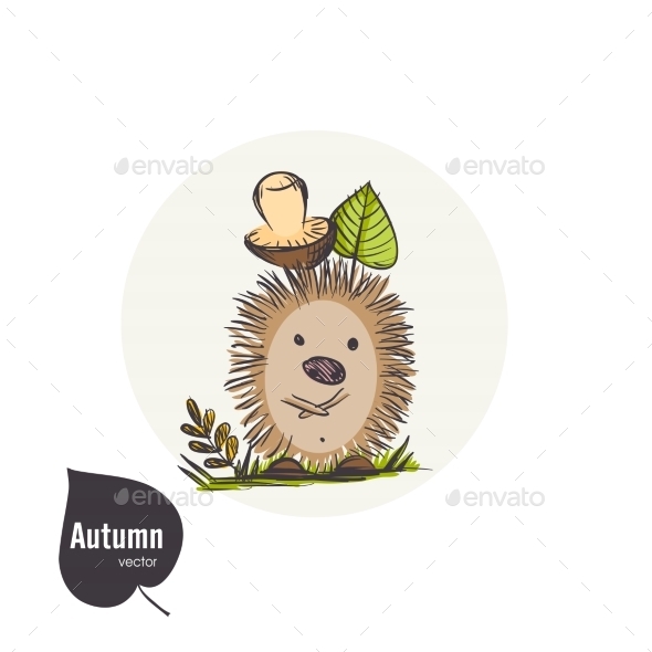 GraphicRiver Cartoon Hedgehog With Mushroom 9213539 GraphicRiver Cartoon Hedgehog With Mushroom 9213539