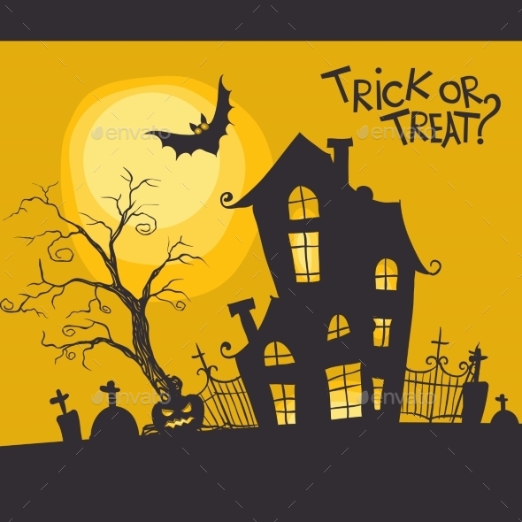 GraphicRiver Halloween Monster House With Bat And Pumpkins 9213545 GraphicRiver Halloween Monster House With Bat And Pumpkins 9213545