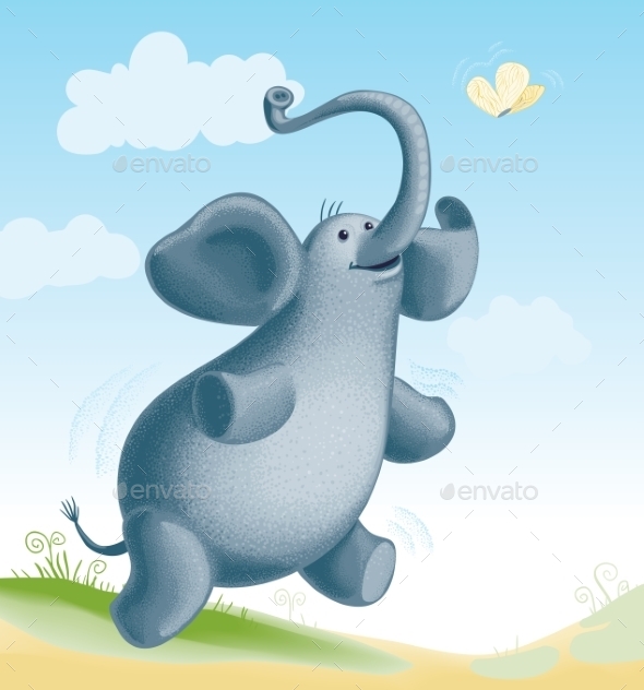 GraphicRiver Elephant and Butterfly 9215195 GraphicRiver Elephant and Butterfly 9215195