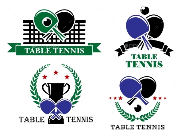 GraphicRiver Four Table Tennis Emblems or Badges 9216149 GraphicRiver Four Table Tennis Emblems or Badges 9216149