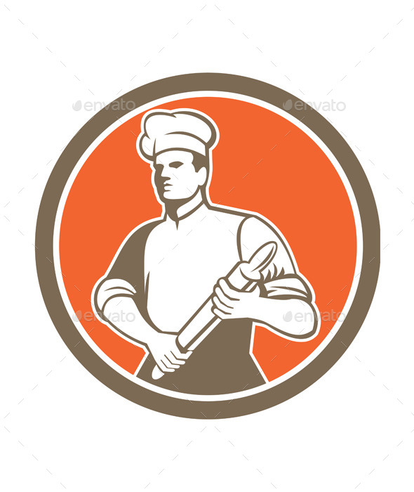 Chef with Rolling Pin Circle Chef with Rolling Pin Circle