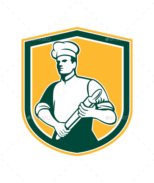 GraphicRiver Chef with Rolling Pin Shield 9217627 GraphicRiver Chef with Rolling Pin Shield 9217627