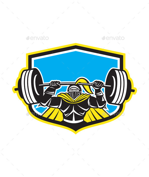 GraphicRiver Black Knight Lifting Barbell Front Shield 9217667 GraphicRiver Black Knight Lifting Barbell Front Shield 9217667