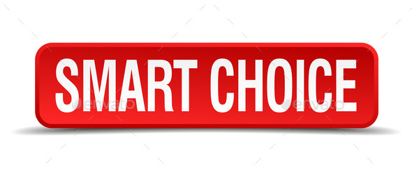 Smart choice red 3d square button isolated on white (Misc) Photo Download