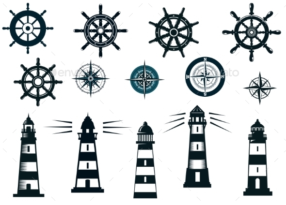 Set of Marine or Nautical Themed Icons Set of Marine or Nautical Themed Icons