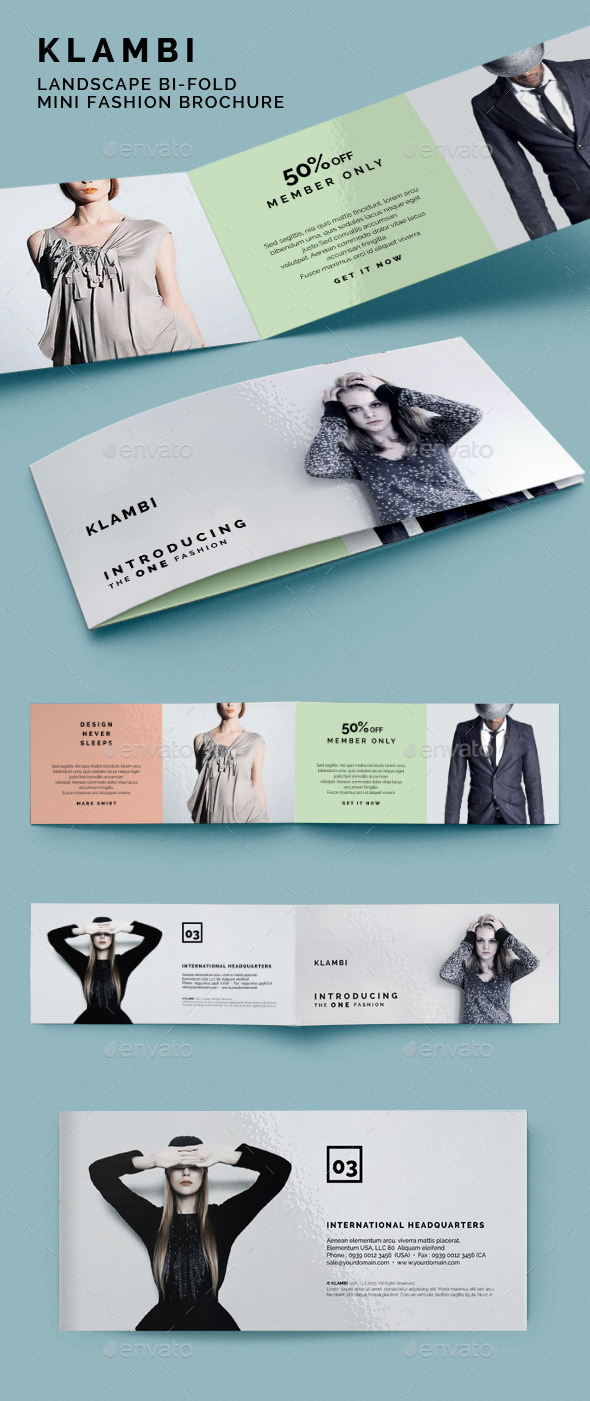 GraphicRiver Landscape Bifold Mini Fashion Brochure Klambi 9185482 GraphicRiver Landscape Bifold Mini Fashion Brochure Klambi 9185482