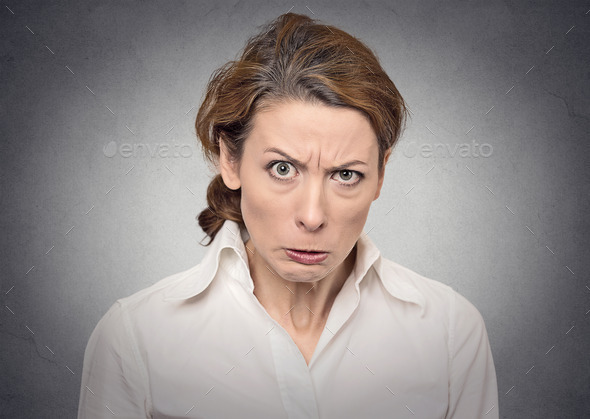 Woman scared face - Stock Image - Everypixel