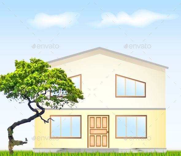GraphicRiver Vector Illustration Facade with Tree 9223926 GraphicRiver Vector Illustration Facade with Tree 9223926