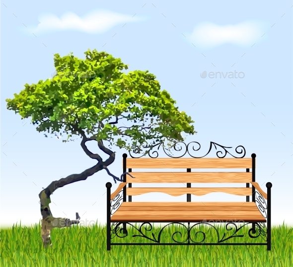 Bench with Tree and Grass Bench with Tree and Grass