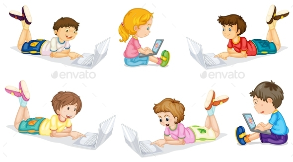 Kids with Laptop (People)