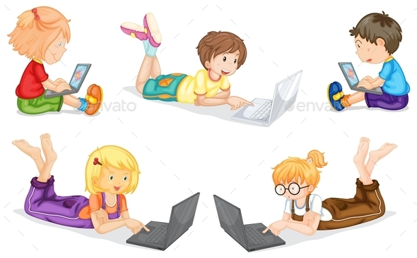 Kids with Laptop (People)