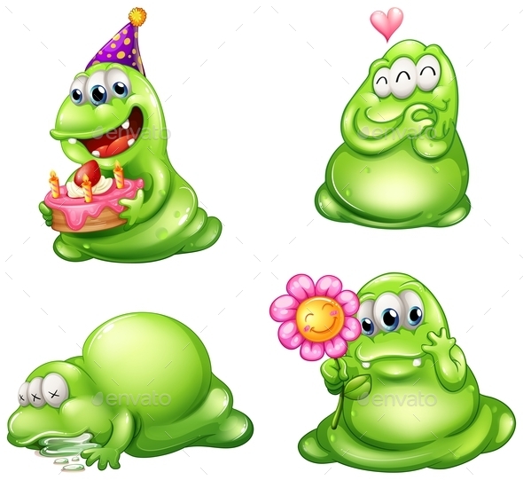 GraphicRiver Four Green Monsters with Different Activities 9224464 GraphicRiver Four Green Monsters with Different Activities 9224464