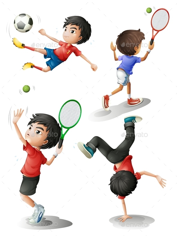 GraphicRiver Four Boys Playing Different Sports 9224477 GraphicRiver Four Boys Playing Different Sports 9224477