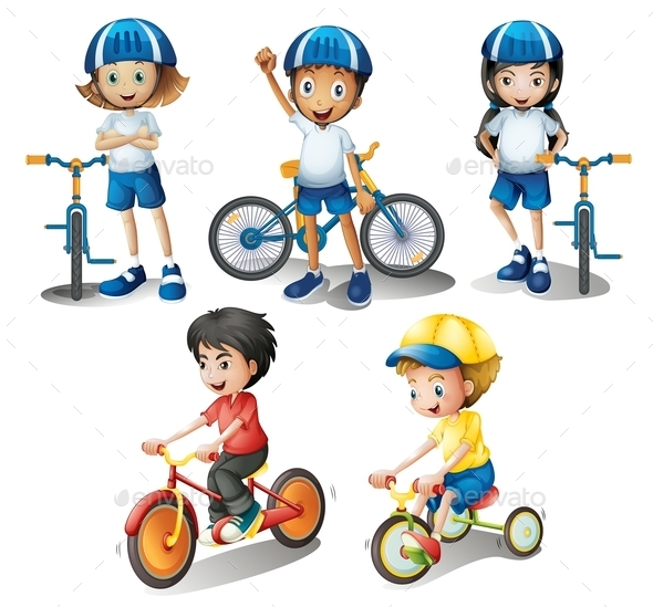GraphicRiver Kids with their Bikes 9224527 GraphicRiver Kids with their Bikes 9224527