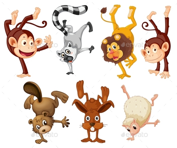 GraphicRiver Different Animals doing Handstands 9224929 GraphicRiver Different Animals doing Handstands 9224929