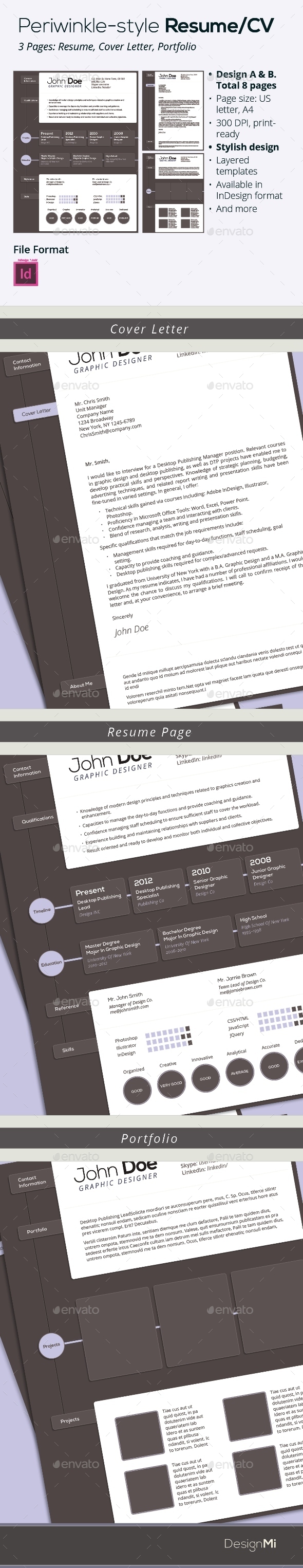 GraphicRiver Periwinkle Style Resume CV 9225504 GraphicRiver Periwinkle Style Resume CV 9225504