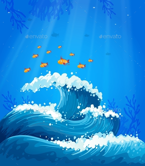 GraphicRiver A Wave and Fishes under the Sea 9225524 GraphicRiver A Wave and Fishes under the Sea 9225524