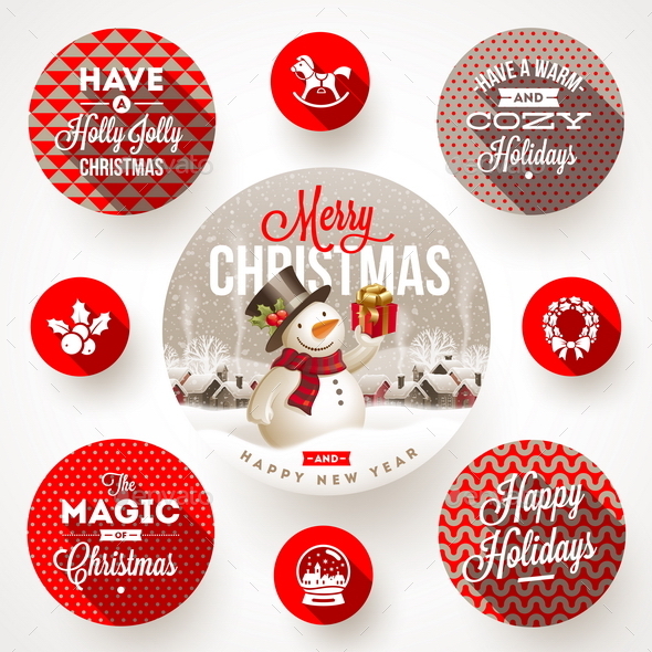 GraphicRiver Set of Christmas Greeting Design and Flat Icons 9225666 GraphicRiver Set of Christmas Greeting Design and Flat Icons 9225666