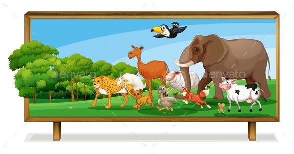 GraphicRiver Animals in Jungle on Board 9225672 GraphicRiver Animals in Jungle on Board 9225672