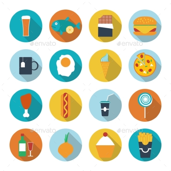 GraphicRiver Set of Flat Design Icons for Food and Drink 9226194 GraphicRiver Set of Flat Design Icons for Food and Drink 9226194