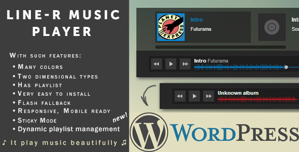 About Linear Music Player it’s a beautiful simple tiny player for bottom or top of your site. Find the best sizes and colors for yourself and embed it on