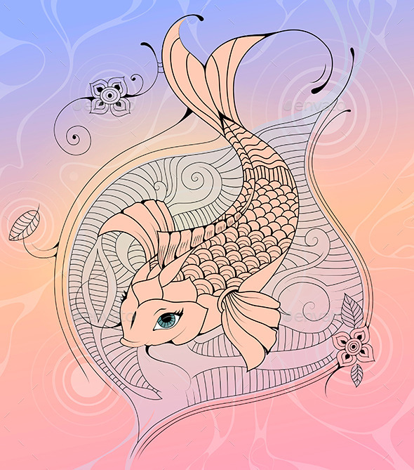 GraphicRiver Koi Carp in a Pond Ink Illustration 9228988 GraphicRiver Koi Carp in a Pond Ink Illustration 9228988