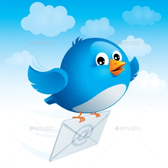 GraphicRiver Flying Blue Bird with Envelope 9232883 GraphicRiver Flying Blue Bird with Envelope 9232883