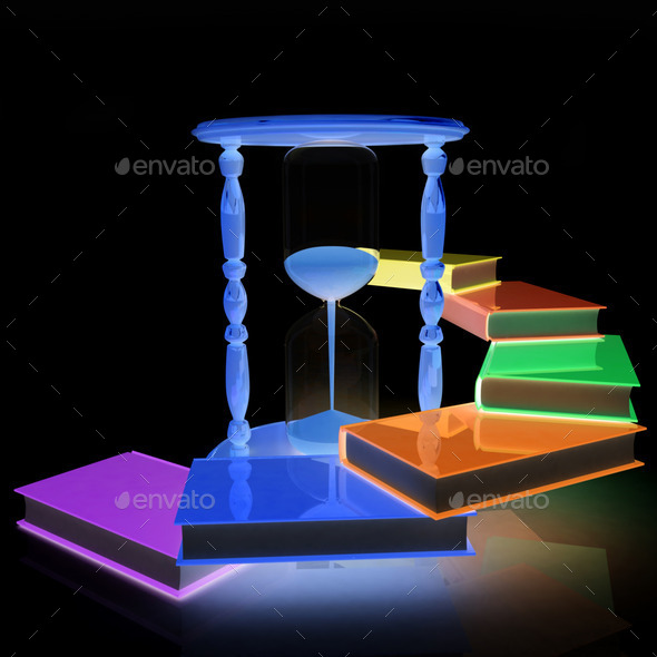 Hourglass and books (Misc) Photo Download