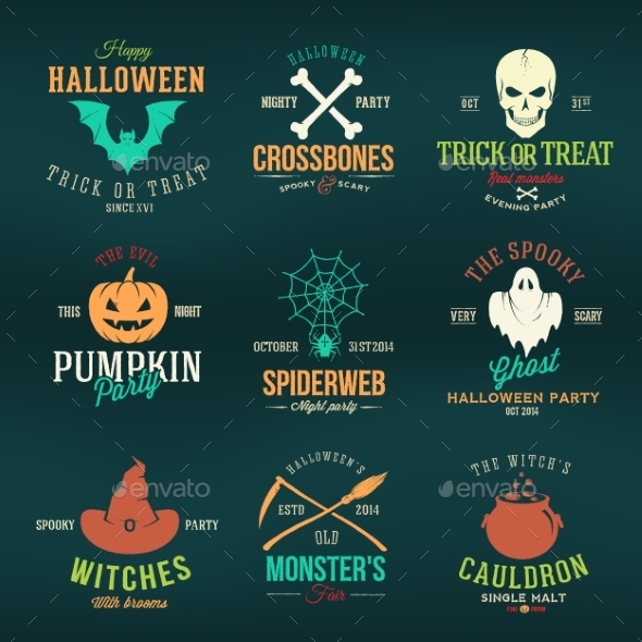 GraphicRiver Vintage Typography Halloween Vector Color Badges 9235463 GraphicRiver Vintage Typography Halloween Vector Color Badges 9235463