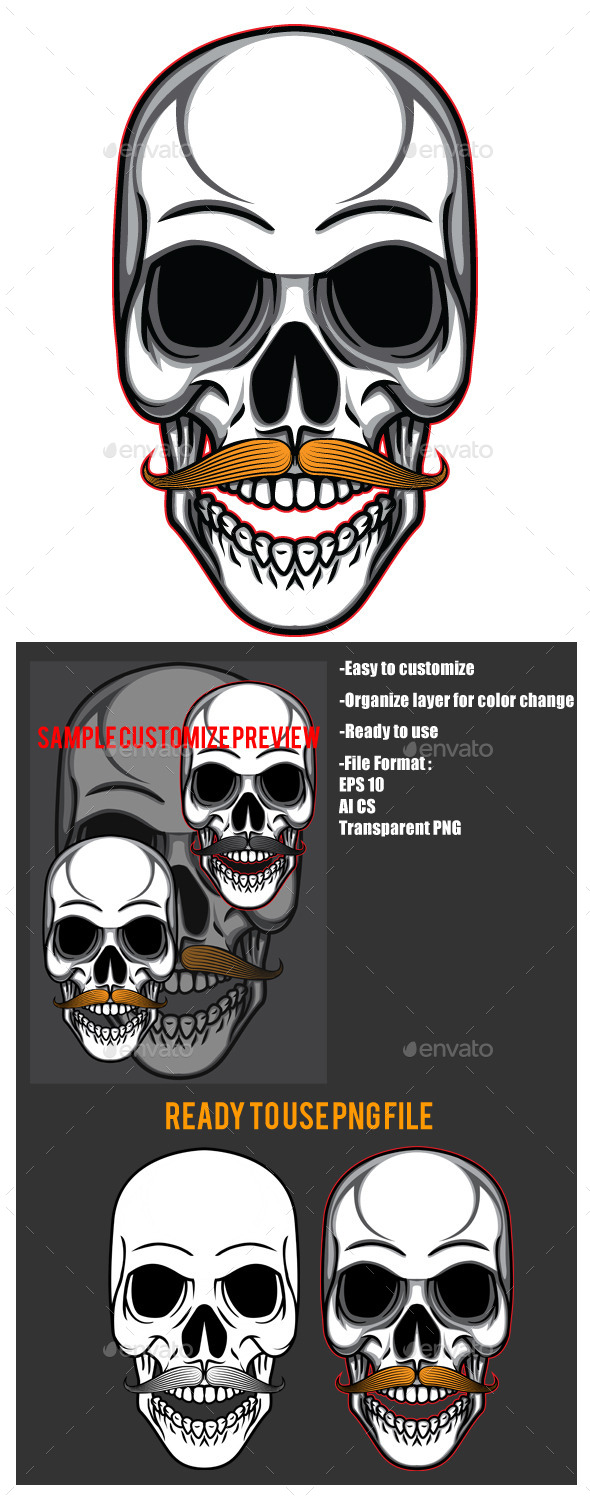 GraphicRiver Skull Mustache 9236605 GraphicRiver Skull Mustache 9236605
