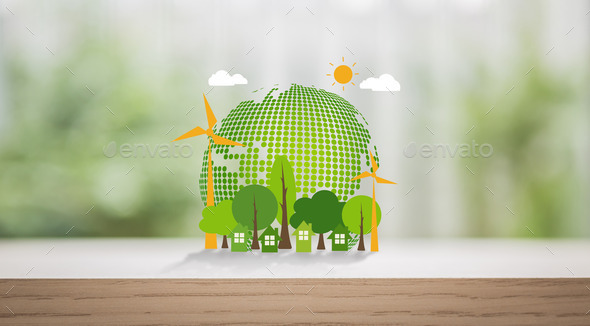 Eco friendly earth on wood table