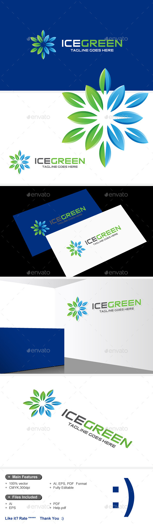 GraphicRiver Ice Green & Snow Leaves Logo 9239507 GraphicRiver Ice Green & Snow Leaves Logo 9239507