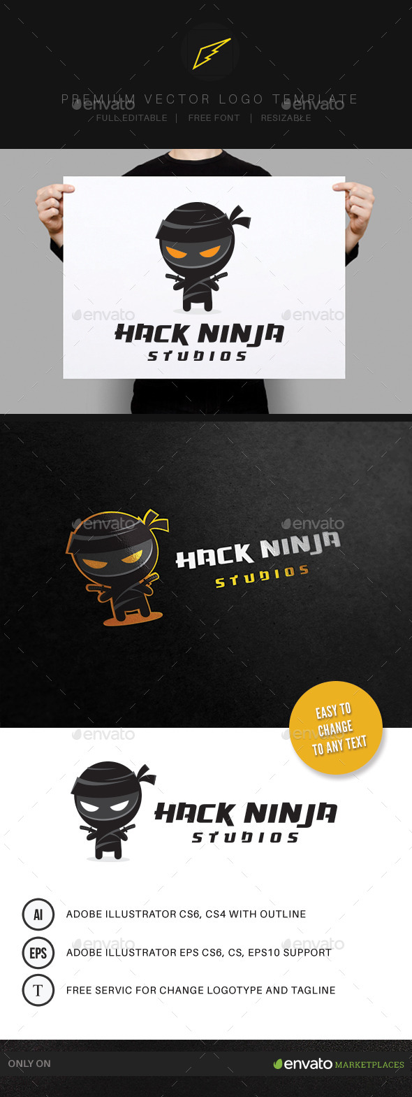 GraphicRiver Hack Ninja Logo 9240087 GraphicRiver Hack Ninja Logo 9240087