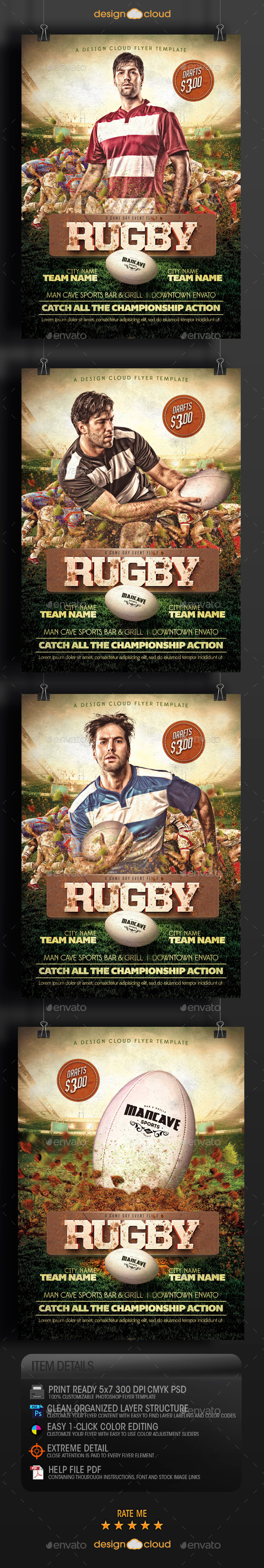 GraphicRiver Rugby Game Day Flyer Template 9241082 GraphicRiver Rugby Game Day Flyer Template 9241082