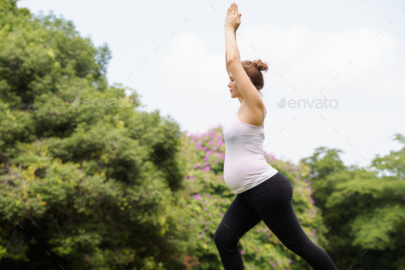 pregnant woman mother belly relaxing park yoga meditation (Misc) Photo Download