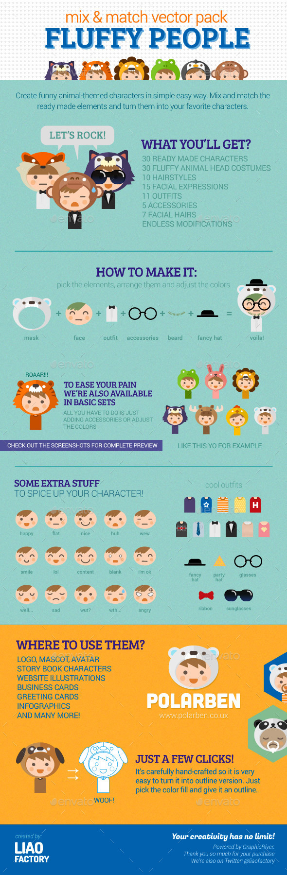 Fluffy People Characters Design Vector Pack (Characters)