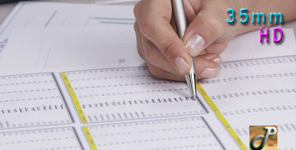 Woman Hands Working On Numbers Woman Hands Working On Numbers
